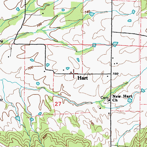 Topographic Map of Hart, AR