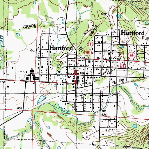 Topographic Map of Hartford, AR
