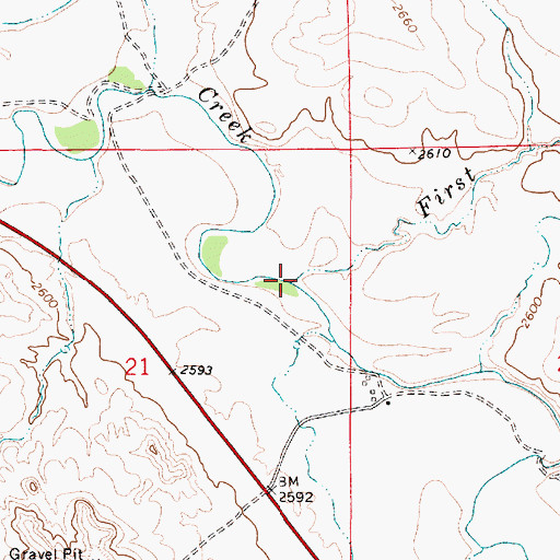Topographic Map of First Creek, MT
