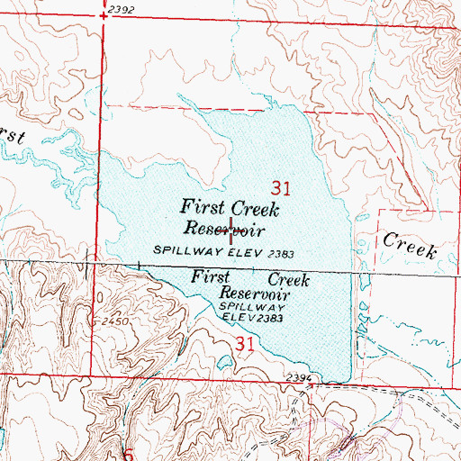 Topographic Map of First Creek Reservoir, MT