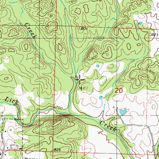 Topographic Map of Harvey Branch, AR