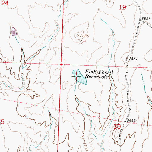 Topographic Map of Fish Fossil Reservoir, MT