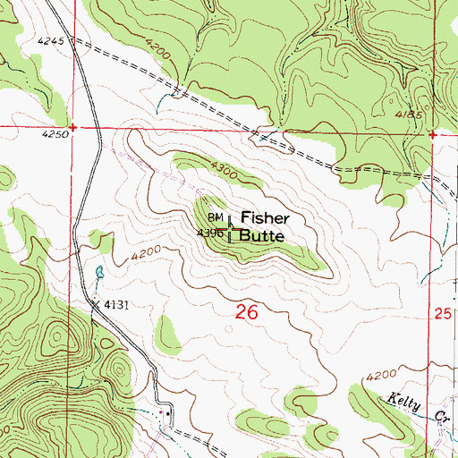 Topographic Map of Fisher Butte, MT