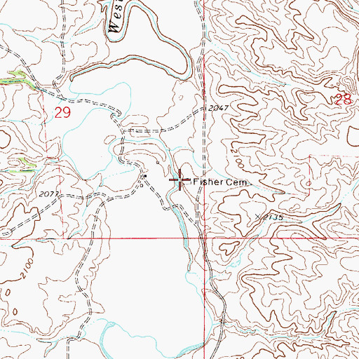 Topographic Map of Fisher Cemetery, MT