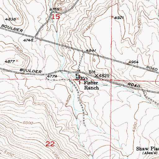 Topographic Map of Fisher Ranch, MT