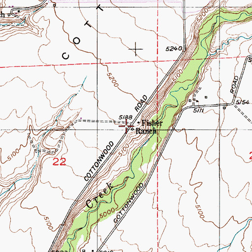 Topographic Map of Fisher Ranch, MT