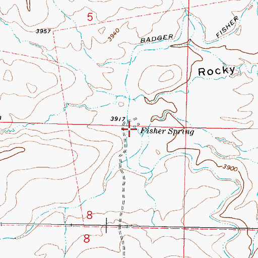 Topographic Map of Fisher Spring, MT