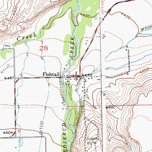 Topographic Map of Fishtail, MT
