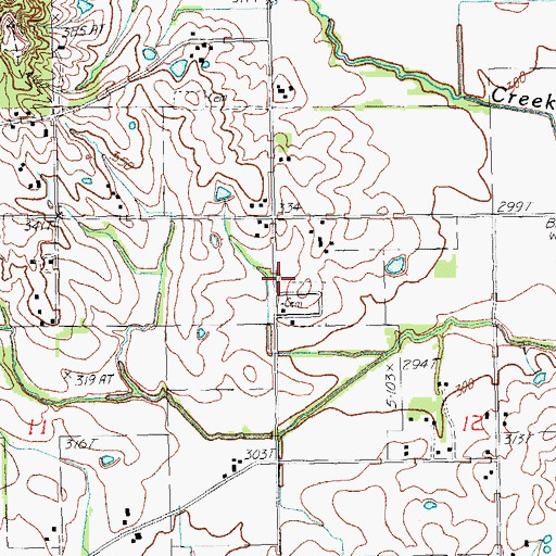 Topographic Map of Harveys Chapel United Methodist Church, AR