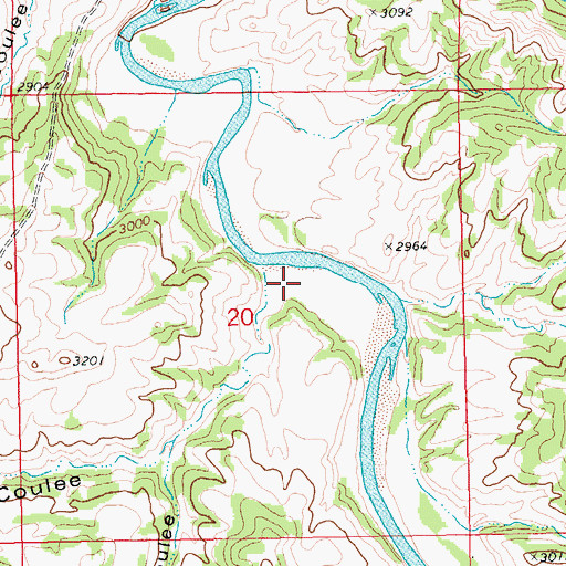 Topographic Map of Fivemile Coulee, MT