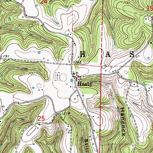 Topographic Map of Hasty, AR