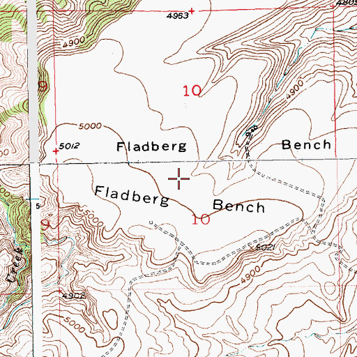 Topographic Map of Fladberg Bench, MT