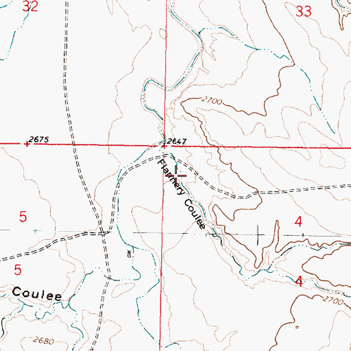 Topographic Map of Flannery Coulee, MT