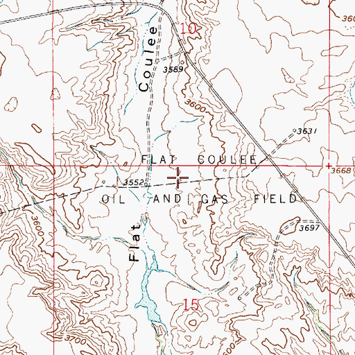 Topographic Map of Flat Coulee Oil and Gas Field, MT