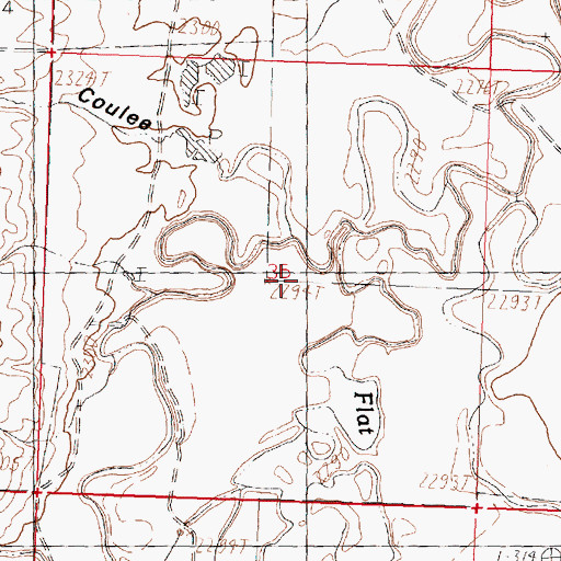 Topographic Map of Flat Creek, MT