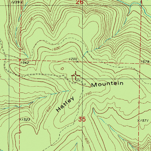 Topographic Map of Hatley Mountain, AR