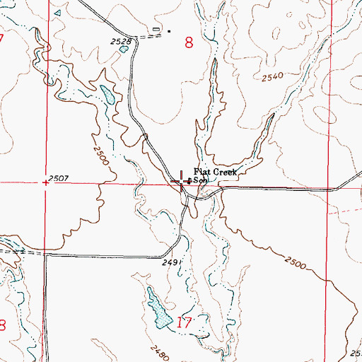 Topographic Map of Flat Creek School (historical), MT