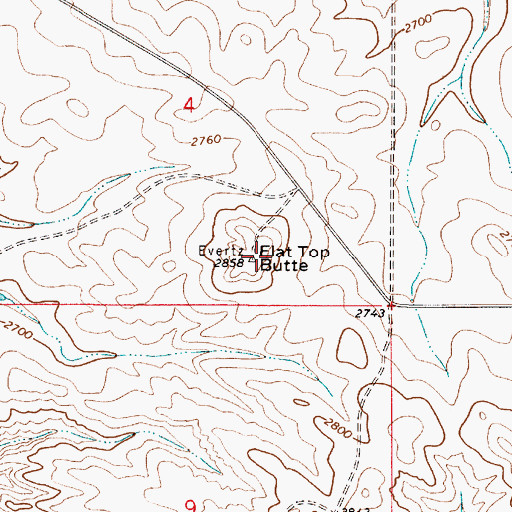 Topographic Map of Flat Top Butte, MT