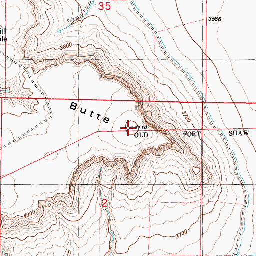 Topographic Map of Floweree Butte, MT