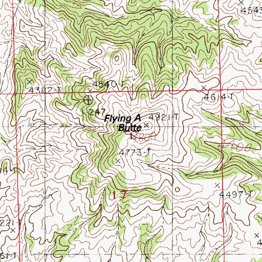 Topographic Map of Flying A Butte, MT