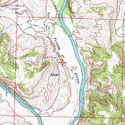 Topographic Map of Flying V Ditch, MT