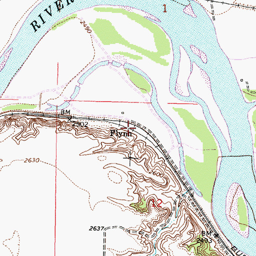 Topographic Map of Flynn, MT