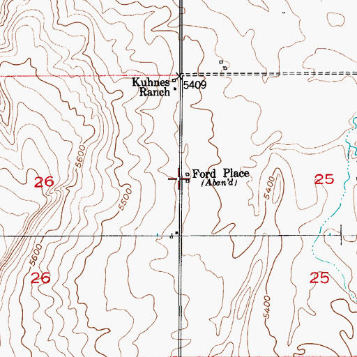 Topographic Map of Ford Place, MT