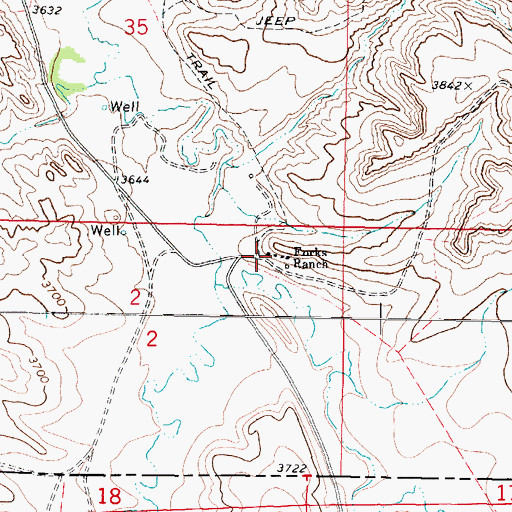 Topographic Map of Forks Ranch, MT
