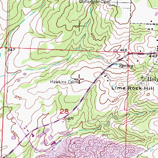 Topographic Map of Hawkins Cemetery, AR