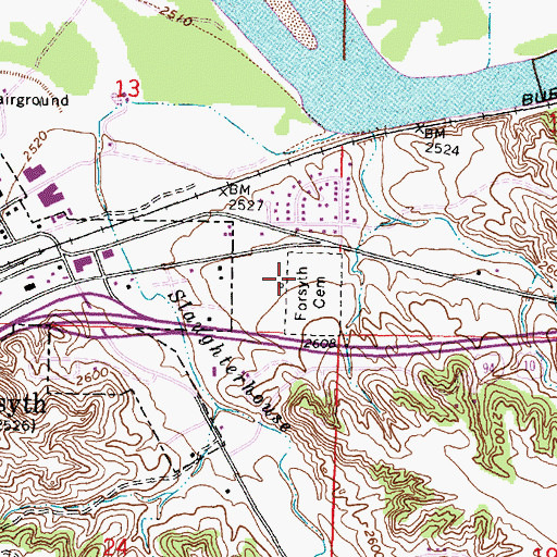 Topographic Map of Forsyth Cemetery, MT