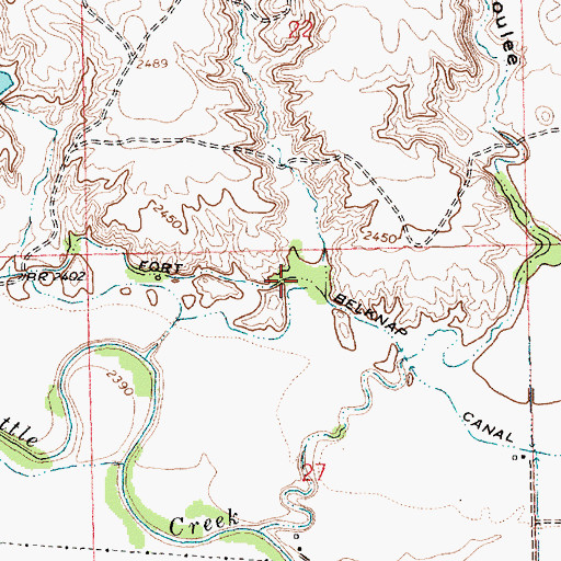 Topographic Map of Fort Belknap Canal, MT