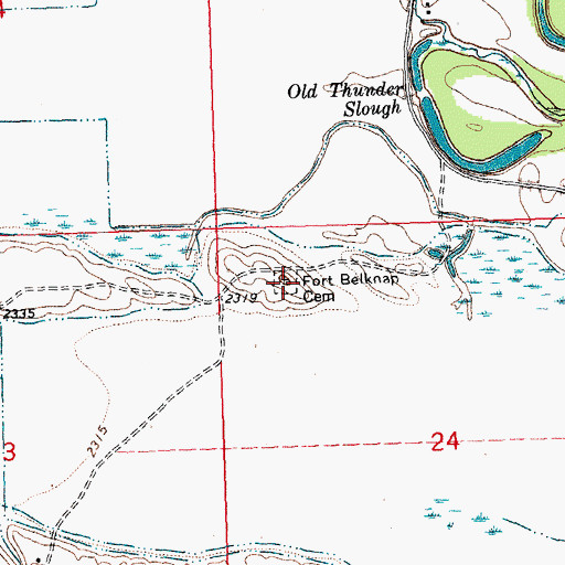 Topographic Map of Fort Belknap Cemetery, MT