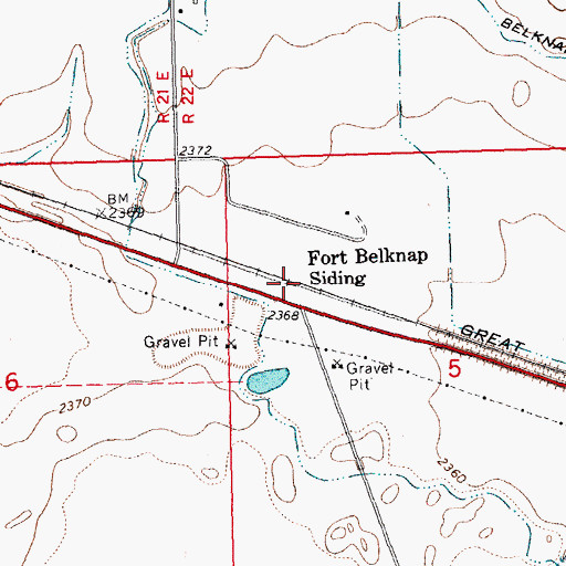 Topographic Map of Fort Belknap Siding, MT