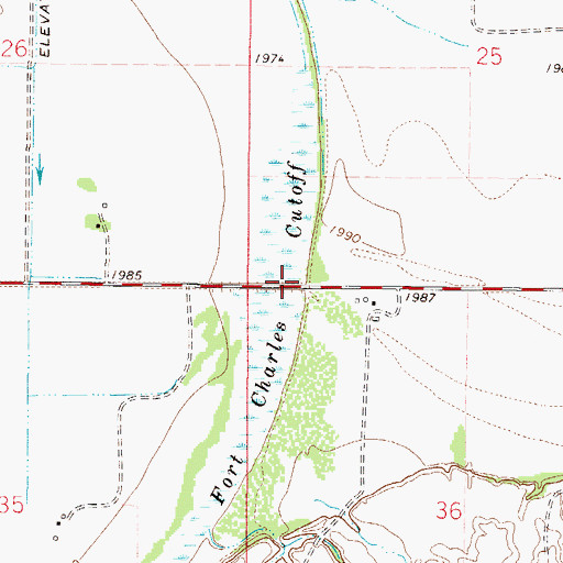 Topographic Map of Fort Charles Cutoff, MT