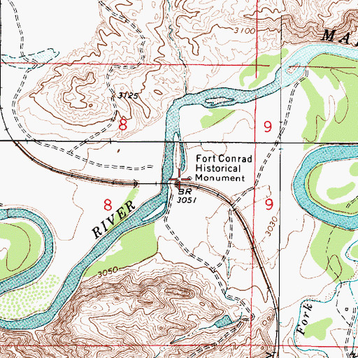 Topographic Map of Fort Conrad Historical Monument, MT