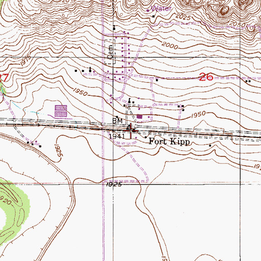Topographic Map of Fort Kipp, MT