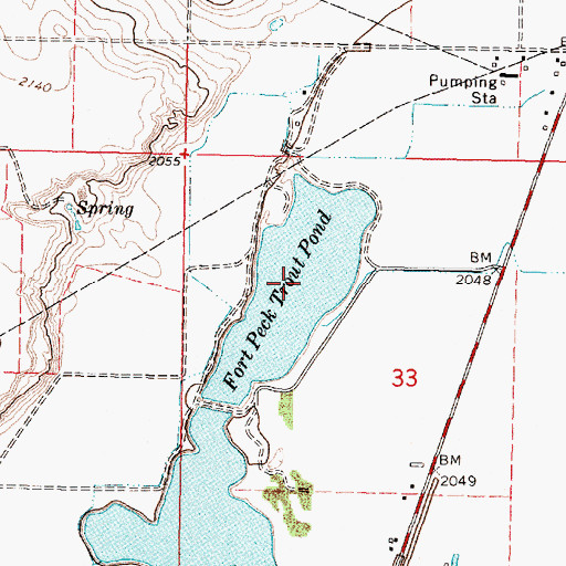 Topographic Map of Fort Peck Trout Pond, MT