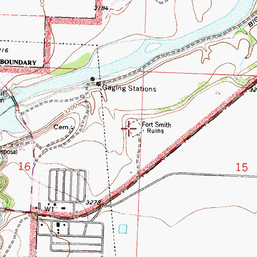 Topographic Map of Fort Smith Ruins, MT