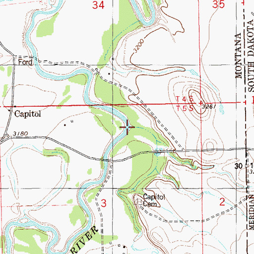 Topographic Map of Fortyeight Mile Creek, MT