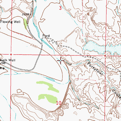 Topographic Map of Fortyfour Coulee, MT