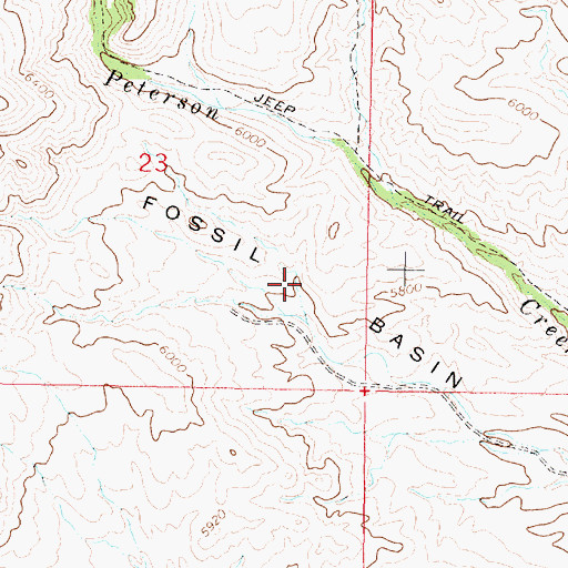 Topographic Map of Fossil Basin, MT