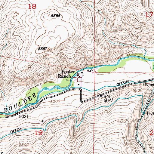 Topographic Map of Foster Ranch, MT