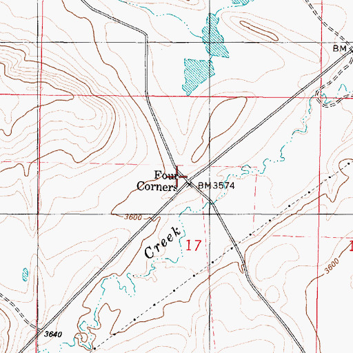 Topographic Map of Four Corners, MT