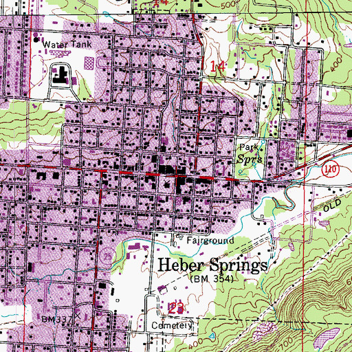 Topographic Map of Heber Springs, AR