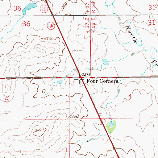 Topographic Map of Four Corners, MT
