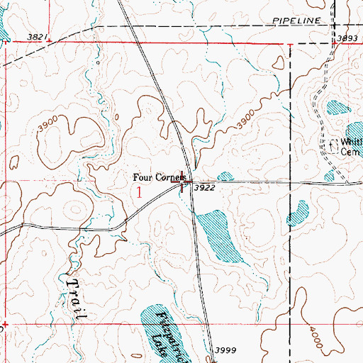 Topographic Map of Four Corners, MT