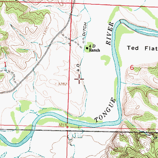 Topographic Map of Four D Ditch, MT