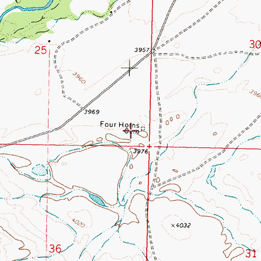 Topographic Map of Four Horns Cemetery, MT