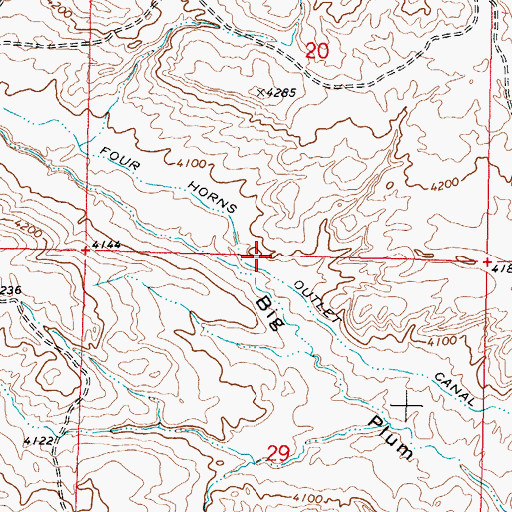 Topographic Map of Four Horns Outlet Canal, MT