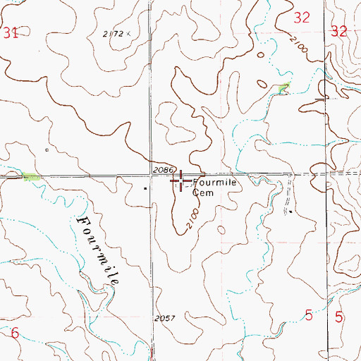 Topographic Map of Fourmile Cemetery, MT
